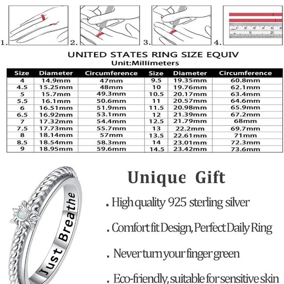 925 Sterling Silver Fidget Ring with Spinner for Anxiety for Women- Jewelry Gift - Picture 7 of 7